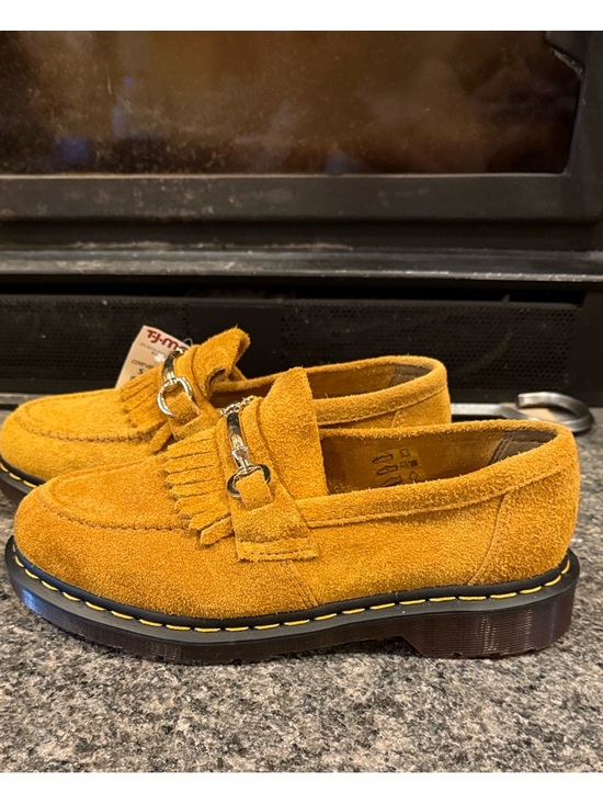 Dr. Martens Shoes - DR. MARTENS women’s Adrian Snaffle Tassel Mustard Suede Loafers